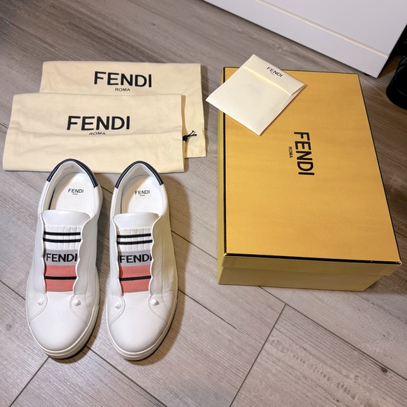 Fendi Shoes - Fendi Leather Slip on Sneakers - Size 38